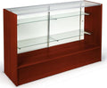 Displays2go Glass Display Counter, Laminated Particle Board, Two Shelves, Sliding Doors – Cherry, Clear (MRC5CHKD)