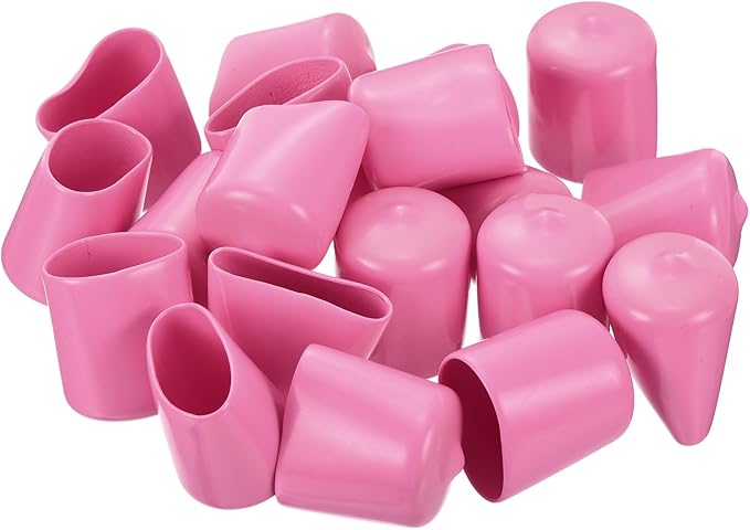uxcell 10pcs Rubber End Caps 22mm(7/8 inch) ID Vinyl Round End Cap Cover Screw Thread Protectors Pink