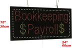 Bookkeeping Payroll Sign, 24"x12", 60x30cm, TOPKING, LED, Neon, Florescent, Signage, Signboard, Display, Billboard, Screen, Grand Opening, Gift