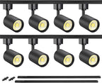 VANoopee 8-Light LED Track Lighting Kit with 6.6FT H Type Track Rails, Dimmable Track Light Heads Bright Ceiling Spotlight Fixture for Kitchen Accent Art, 3000K Warm White, No Flicker 10W 800lm Black