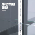 48" W x 22" D x 42" H - Retail Sales Counter with Adjustable Glass Shelves, Tempered Glass, Black Laminated Particle Board, Locking Drawers