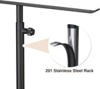 Black Necklace Holder Jewelry Organizer Stand – Adjustable Height T‑Bar Jewelry Display with Dark Gray Marble Base, Necklace & Bracelet Holder, Countertop Jewelry Rack