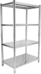 4-Tier Stainless Steel Shelf 31x18 Inch Heavy Duty Shelving Garage Storage Shelves Stainless Steel Shelves for Kitchen, Restaurant, Bar, Utility Room, Garage