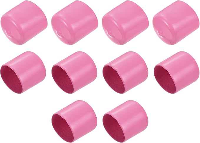 uxcell 10pcs Rubber End Caps 25mm(1 inch) ID Vinyl Round End Cap Cover Screw Thread Protectors Pink