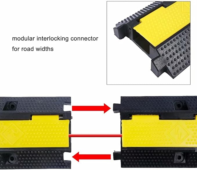Rubber Cable Ramp Cord Cover Cable Protector Ramps Wire Hose Protective 1 Channel 22000Lbs Load Capacity Traffic Speed Bump for Asphalt Concrete Gravel Driveway Indoor Outdoor, 1 Pack