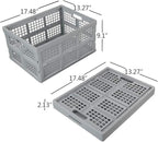 Hespapa 35 Quart Folding Crates, Plastic Collapsible Storage Container Milk Crate Baskets(Grey, 2 Pack)