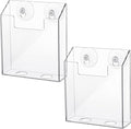 Thyle 2 Pcs Acrylic Brochure Holders Suction Cup Display Racks Wall Window or Glass Mount Clear Organizer Brochure Hanging Pamphlet Holder for Flyer Magazine File Display Book(7.25" X 6.25" X 2")