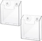 Thyle 2 Pcs Acrylic Brochure Holders Suction Cup Display Racks Wall Window or Glass Mount Clear Organizer Brochure Hanging Pamphlet Holder for Flyer Magazine File Display Book(7.25" X 6.25" X 2")