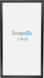 SnapeZo Photo Frame 12x24, Black, 1.25 Inch Aluminum Profile, Front-Loading Snap Frame, Wall Mounting, Professional Series