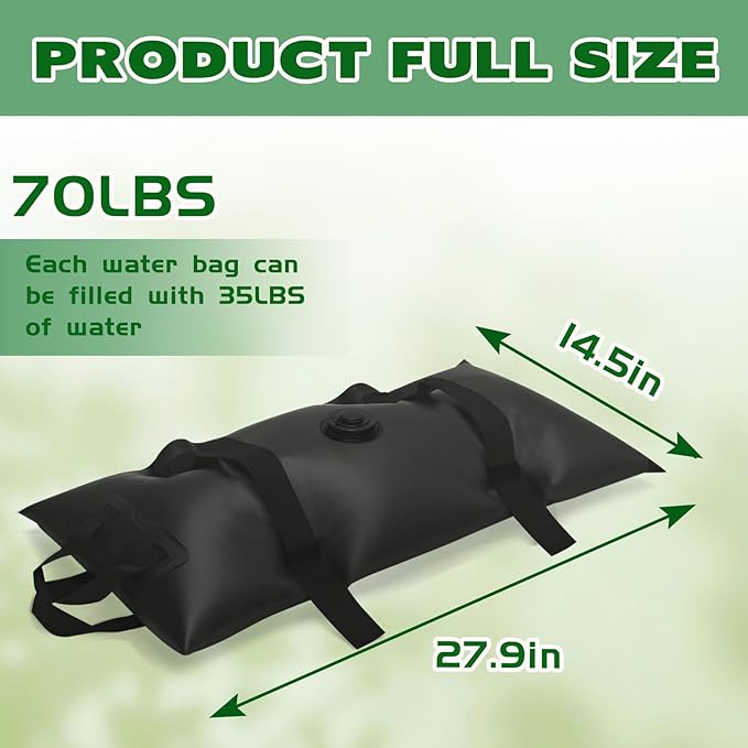 Umbrella Base Water Weight Set of 4, Patio Fillable Water Bags for Weight, Heavy Duty Furniture Outdoor Weights to Hold Down Umbrella Stand Patio Garden Backyard Black (4-PCS)