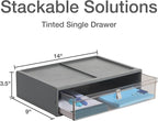 Pendaflex Stackable Drawer, Durable Plastic, Silicon Handles, Tinted Drawers, Single, Gray, 14" x 9" x 3.5", Large, 1 Piece (41794)