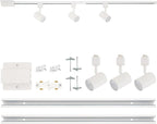 Amped Collection 3-Light 48in Field Cuttable LED Track Lighting Kit with 3 LED 5-CCT Selectable Track Heads, 4ft Track, End Caps, Floating Feed in White Finish