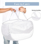 Strong Mesh Pop Up Laundry Basket, Collapsible Laundry Hamper with Side Pocket, Foldable Clothes Hamper with Durable Reinforced Handles for Laundry, Bathroom, Kids Room, Dorm or Travel 2 Pack White