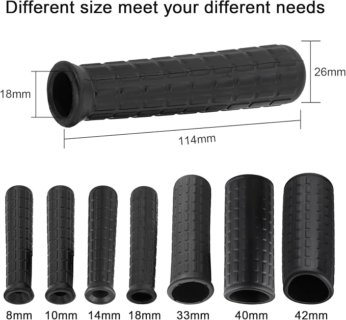 Rubber Handles for Wheelbarrow, 8-42mm Inner Diameter Wheelbarrow Handles Fit Most Wheelbarrows, Wheelbarrow Handle Grips Replacement(114 x 18mm)