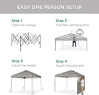 Best Choice Products 10x10ft Easy Pop Up Canopy w/Side Wall, 10 Pockets, Portable Carrying Case, 1-Button Setup, 4 Weight Bags - Light Gray
