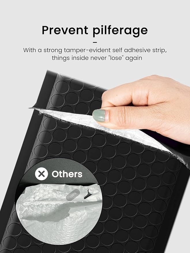 GSSUSA Black Bubble Mailers 4x8" Inches 1pallet 19200 Pack, Usable Size 4X7" Bubble Envelope for Small Business, Padded Envelope, Shipping Mailers, Packaging Bags, Mailing Envelopes, Shipping Supplies