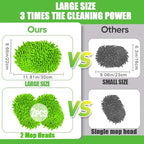 62" Car Wash Brush Mop Kit with Long Handle, 2 in 1 Chenille Microfiber Sponge Mitt Cleaning Detailing Duster for Washing Cars Truck SUV RV Caravans and Household(2 x Mop Head)