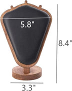 Walnut Color Body Wood Necklace Display Stand with Black Leather Soft Mat Necklace Holder Organizer Desktop Stand for Home Store Dresser-3.3"x5.8"x8.4"