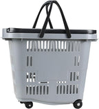 Sandmovie 50 L Large Rolling Shopping Basket, 4 Pcs Plastic Shopping Baskets with Wheels, Portable Basket for Supermarket, Retail (Grey)