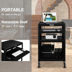 TUFFIOM AV Presentation Cart for Video Projector Laptop Computer, Mobile Workstation Utility Media Cart for School Classroom Office, Rolling Storage Stand with Keyboard Shelf