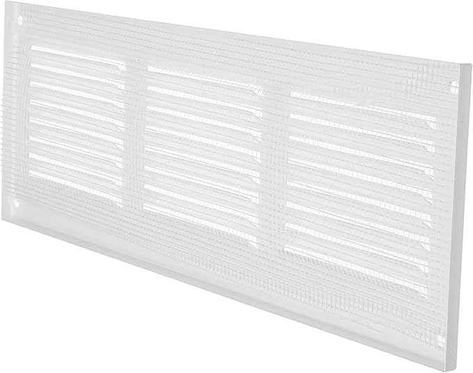 Repa Market 5-Pack 12x4 Inch Air Vent Cover/White Galvanized Steel Louvered Grill Cover with Mesh Screen/Wall or Ceiling Vent/Durable Flush Mount HVAC Register for Indoor and Outdoor Ventilation