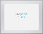 SnapeZo Certificate Frame 8.5x11, Silver, 1.25 Inch Aluminum Profile, Front-Loading Snap Frame, Wall Mounting, Professional Series