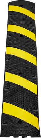VEVOR 2PCs 6 ft/72'' Rubber Speed Hump, 2 Channel, 22000 lbs Capacity Heavy Duty Traffic Speed Bump, with High Reflective Yellow Strip 8 Expansion Screws and 1 Drill, for Asphalt Concrete Gravel Roads