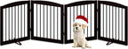 Freestanding Pet Gate for Dogs, Foldable Wooden Dog Gate for House, Indoor Dog Gate for Stair, Doorway, Gates for Dogs Indoor, 80 Inch Wide, 4 Panels 24",Brown
