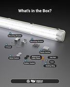 Sunco LED Ready Fixture for Garage Ceiling, 4ft Shop Lights Holds 2 LED Tube Lights, Non-Dimmable, Surface Mount, Works with Type B and Hybrid Tubes, 120-277V, Wet Rated ETL 12 Pack