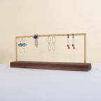 GemeShou wooden earring holder organizer for girls, walnut stud earring display stand for boutique store, jewelry storage organizer shelf【Walnut stand-One Tier】