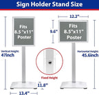 Pedestal Sign holder Stand 8.5x11inch Adjustable Standing Floor Sign Stand with Heavy Base & Snap Frame Display Stand for Indoor Outdoor Business Store Sign Holder Poster Stand (Silver)