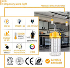 100w LED Temporary Work Light for Construction Sites - 100-277VAC, 5000k Daylight, Durable Portable Linkable Job Site Lighting with Hook for Job Site,Workshop Area Lighting (100w)