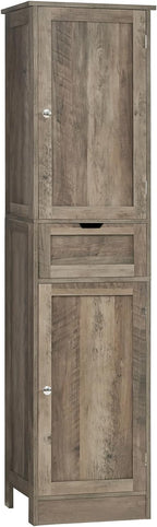 Iwell 67" Tall Storage Cabinet, Narrow Storage Cabinet with Drawer & Adjustable Shelves, Bathroom Cabinet, Floor Cabinet for Living Room, Home Office, Rustic Oak