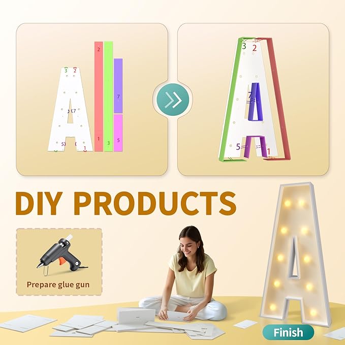 imprsv Marquee Light Up Letters, 4FT Mosaic Letters with Light for Baby Shower Graduation Party Decor, Large & for Engagement Wedding Party Decorations (Need to Assemble)