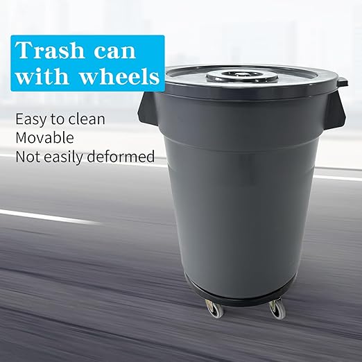 Outdoor Trash Can with Lid, 32 Gallon Trash Can with Lid and Wheels, Heavy Duty Construction, Perfect Backyard, Deck, or Garage