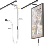 24" Plug in Picture Light for Paintings with Remote Control, 9W LED Art Display Lighting for Gallery, Dartboard, Artwork, Black Wall Mounted Picture Frame Light