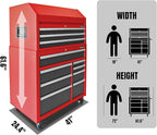 41-Inch Heavy-Duty Rolling Tool Chest Set - GSTANDARD 11-Drawer Steel Storage Cabinet for Garage, Warehouse & Workshop (Black/Red)