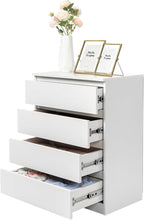 Dresser for Bedroom, Modern Wood Dresser Chest of Drawers, No Handle Storage Cabinet for Girls, Anti-Tipping Device, Living Room, Home Office, Hallway Organizer (White, 4 Drawers)