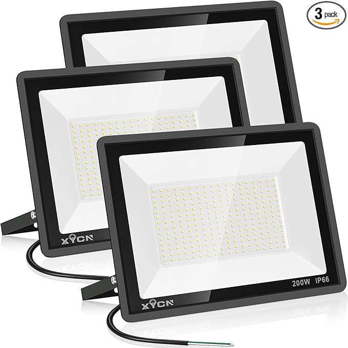 200W LED Flood Light(3 Pack), Super Bright 22500lm Security Lights, IP66 Waterproof Outdoor Flood Light, 5000K Daylight Floodlight for Yard, Garden,Basketball Court, Arena