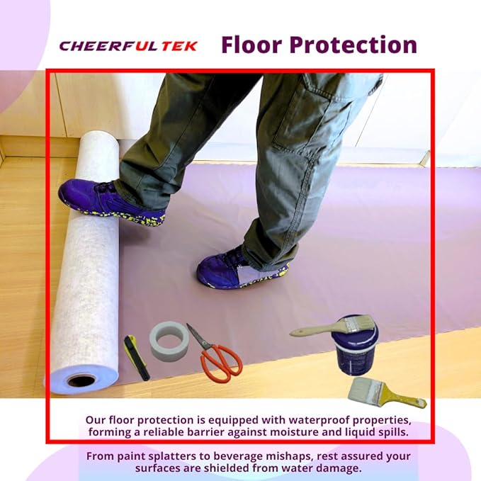 Heavy-Duty Temporary Floor Protection, All Purpose Scratch & Waterproof-Worry Free, Underlayment, Renovation & Construction Canvas Drop Cloth Tarp, Anti-Slip, Durable, Reusable 3'x150'-450 SQFT