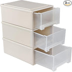 Gloreen 12 L Plastic Stackable Storage Drawers, 3 Packs Desktop Compact Drawer Box
