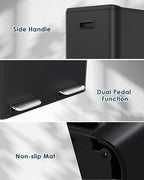 Arlopu 16Gal Dual Trash Can w/2 Built-in Box for Odor Control, Hands-Free Kitchen Garbage Bin, Recycle Waste Dustbin, Soft-Close Lid, 2 Buckets,Foot Pedal, Side Handle, Airtight,for Home (Black)