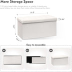 B FSOBEIIALEO Folding Storage Ottoman, Long Ottomans Shoes Bench, Velvet Storage Chest Footrest Seat 31.5"x15.7"x15.7" (White, Large)