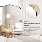 ANDY STAR Gold Mirrors, 24x32 Inch Bathroom Vanity Mirror, Antique Brass Asymmetrical Mirror, Unique Rectangle Mirror with Sophisticated Curved Design, Ideal for Home Decor