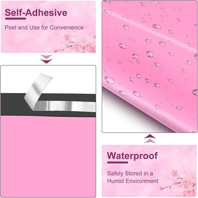 Poly Mailers 14.5x19, Large Shipping Bags 100 Pack, Poly Bags For Shipping with Self Seal Adhesive, Waterproof and Tear-Proof Mailing Envelopes for Small Business (Sakura Pink）