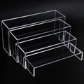 ELEGANTLIFE Acrylic Display Riser,4.3mm Heavy Duty Crystal Display Stand Shelf Layered Aesthetic, Jewelry Display Shelf Risers for Décor,4 Pack Set Multi-color (Clear)