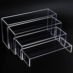 ELEGANTLIFE Acrylic Display Riser,4.3mm Heavy Duty Crystal Display Stand Shelf Layered Aesthetic, Jewelry Display Shelf Risers for Décor,4 Pack Set Multi-color (Clear)