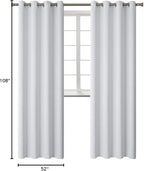 BGment Blackout Curtains - Grommet Thermal Insulated Room Darkening Bedroom and Living Room Curtains, Set of 2 Panels (52 x 108 Inch, Greyish White)