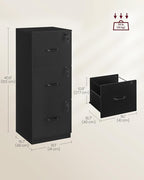 VASAGLE 3 Drawer File Cabinet, File Cabinet with Lock, Printer Stand, Office Filing Cabinet Organizer, for A4 and Letter Size Files, Ink Black UOFC055B16