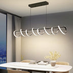 Modern Design Dimmable Desk Linear Pendant Light, with Remote Control Dimmable 3 Color Mode & Brightness Ceiling Lamp, Anti-Flicker Dining Light Fixture for Kitchen（47IN）